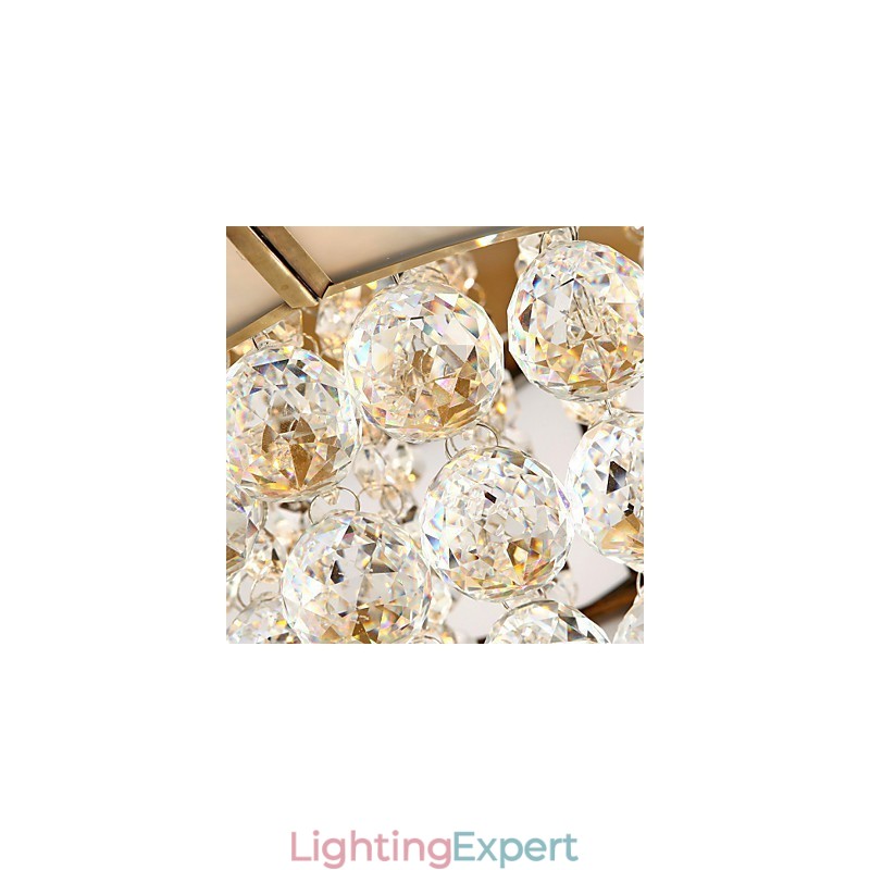 Traditional Classic Rustic Lodge Crystal Brass Metal Flush Mount