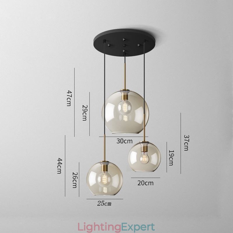3 Light Glass Pendant Light Classic Cluster Hanging Lighting Fixture Café