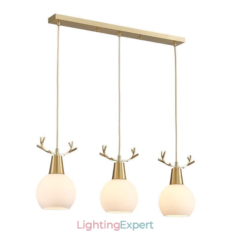 Modern Simple Copper Pendant Light Antler Hanging Light