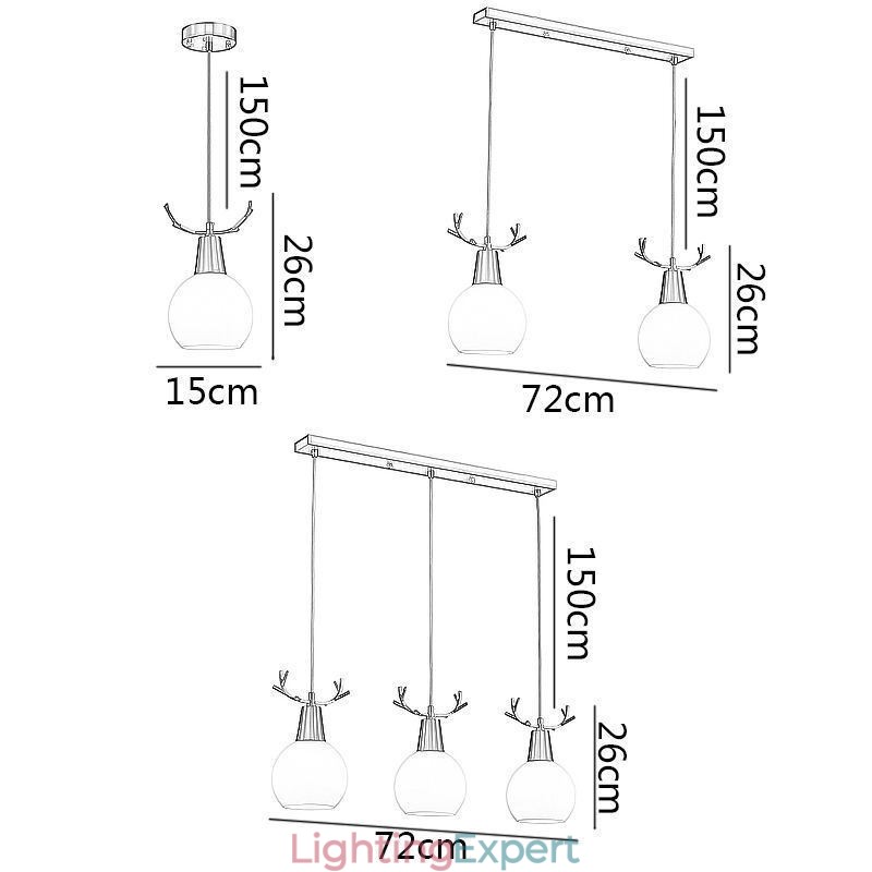 Modern Simple Copper Pendant Light Antler Hanging Light