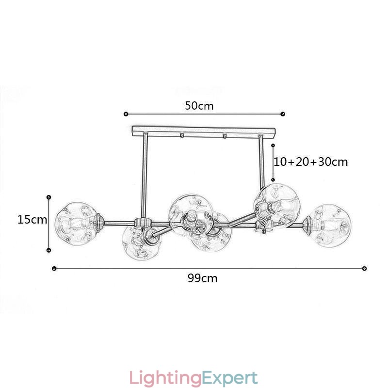 6 Light Modern Glass Ceiling Light Magic Bean Light Fixture