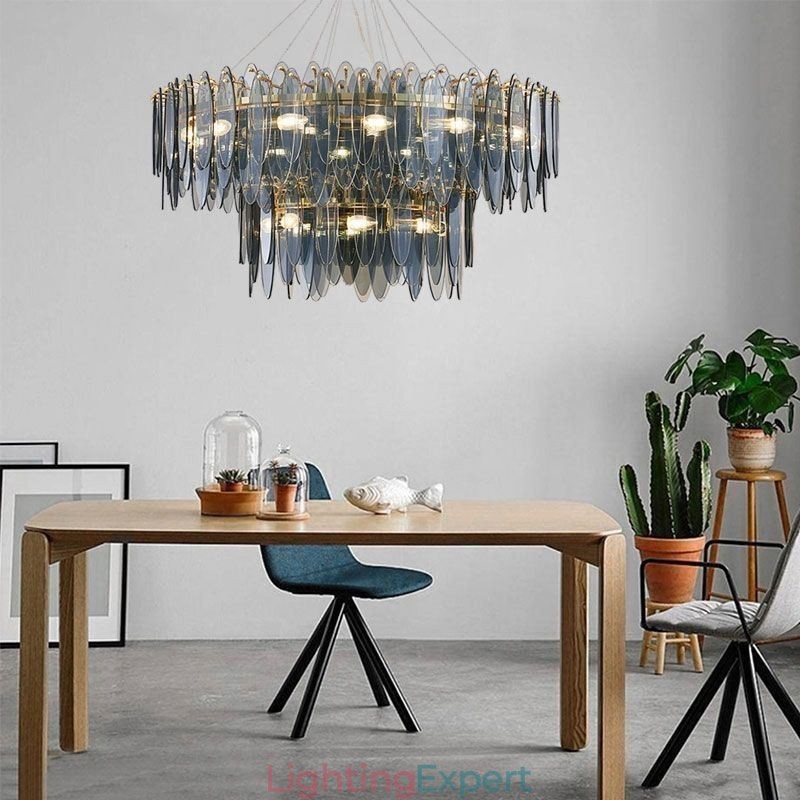 Modern Round Glass Pendant Light Elegant Glass Chandelier