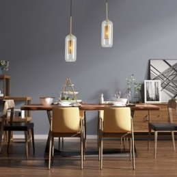 Nordic Clear Glass Pendant Light Unique Inner Brass Hollow out Pendant Light
