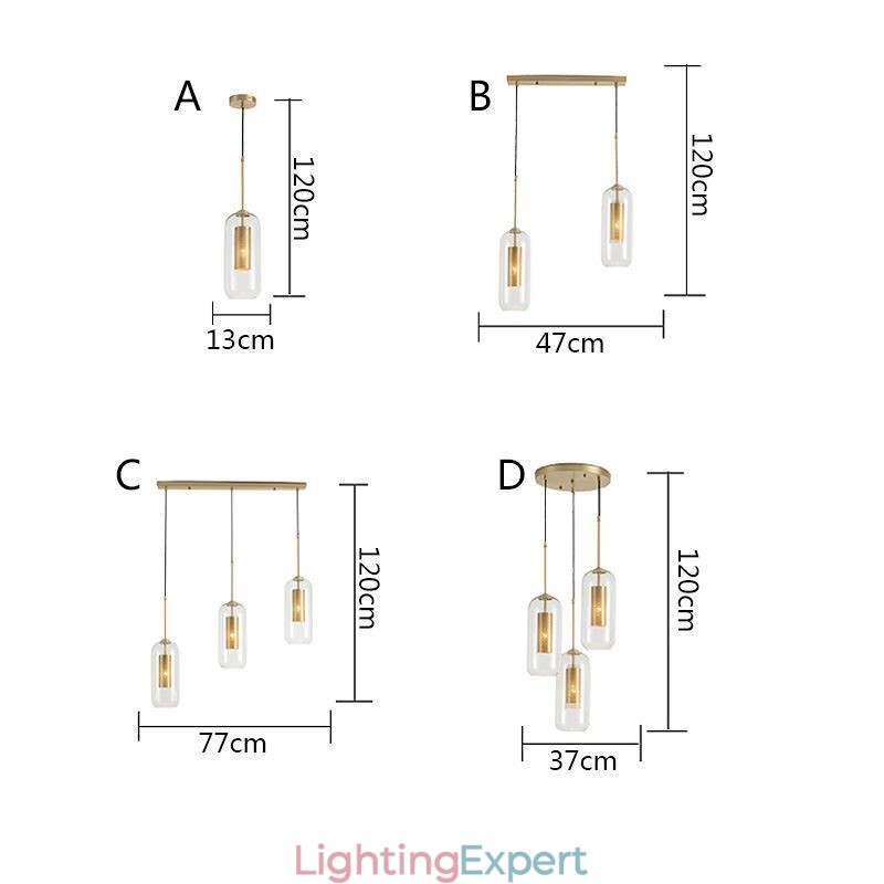 Nordic Clear Glass Pendant Light Unique Inner Brass Hollow out Pendant Light