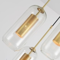 Nordic Clear Glass Pendant Light Unique Inner Brass Hollow out Pendant Light