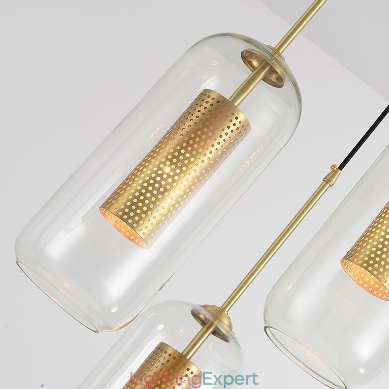 Nordic Clear Glass Pendant Light Unique Inner Brass Hollow out Pendant Light