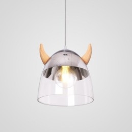Classical Glass Pendant Light Wood Horn Lamp Creative Lighting