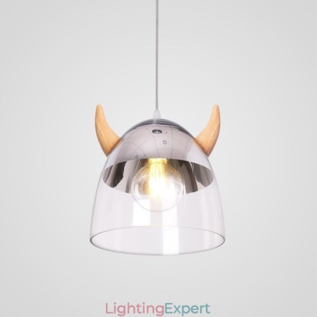 Classical Glass Pendant Light Wood Horn Lamp Creative Lighting