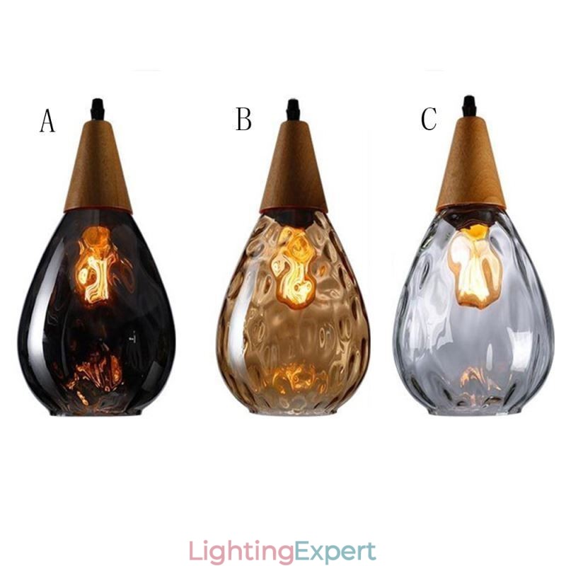 Pendant Light Teardrop Glass Shade Lamp Light