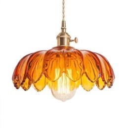 Modern Retro Glass Pendant Lighting Flower Shade Lamp With Twist Switch Light