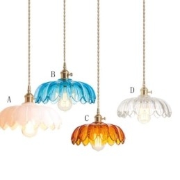 Modern Retro Glass Pendant Lighting Flower Shade Lamp With Twist Switch Light
