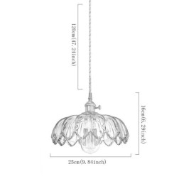 Modern Retro Glass Pendant Lighting Flower Shade Lamp With Twist Switch Light