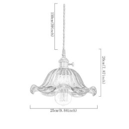 Vintage Colorful Ribbed Glass Pendant Light Flower Shade Lamp With Twist Switch Light