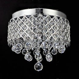 Traditional Classic Crystal Chrome Metal Flush Mount