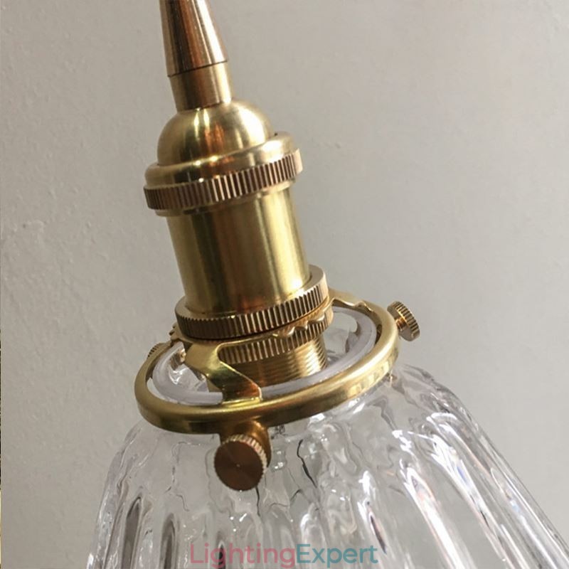Clear Diamond Ribbed Glass Pendant Light