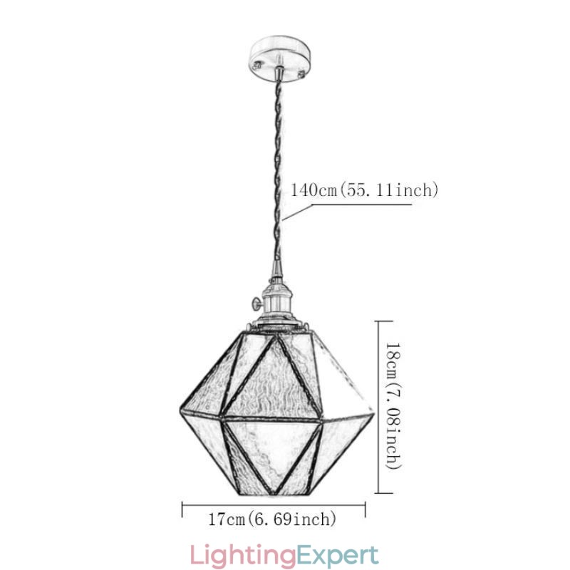 Geometric Colored Glass Farmhouse Pendant Light