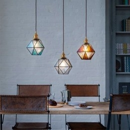 Geometric Colored Glass Farmhouse Pendant Light