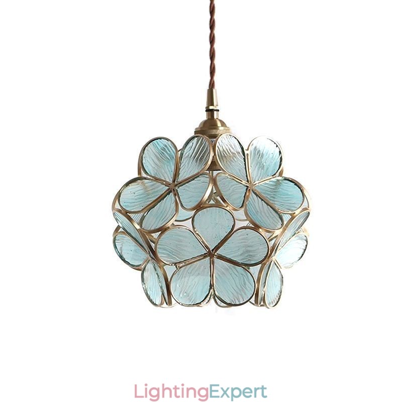 Nordic Creative Pendant Light Glass Home Lighting Petal Shape Lamp Bedside Lamp