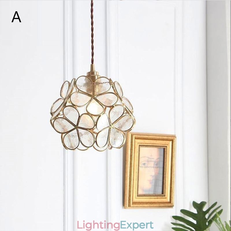 Nordic Creative Pendant Light Glass Home Lighting Petal Shape Lamp Bedside Lamp
