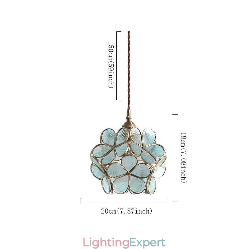 Nordic Creative Pendant Light Glass Home Lighting Petal Shape Lamp Bedside Lamp