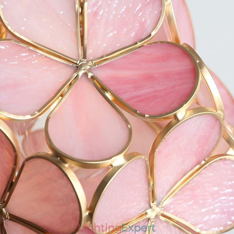Nordic Creative Pendant Light Glass Home Lighting Petal Shape Lamp Bedside Lamp