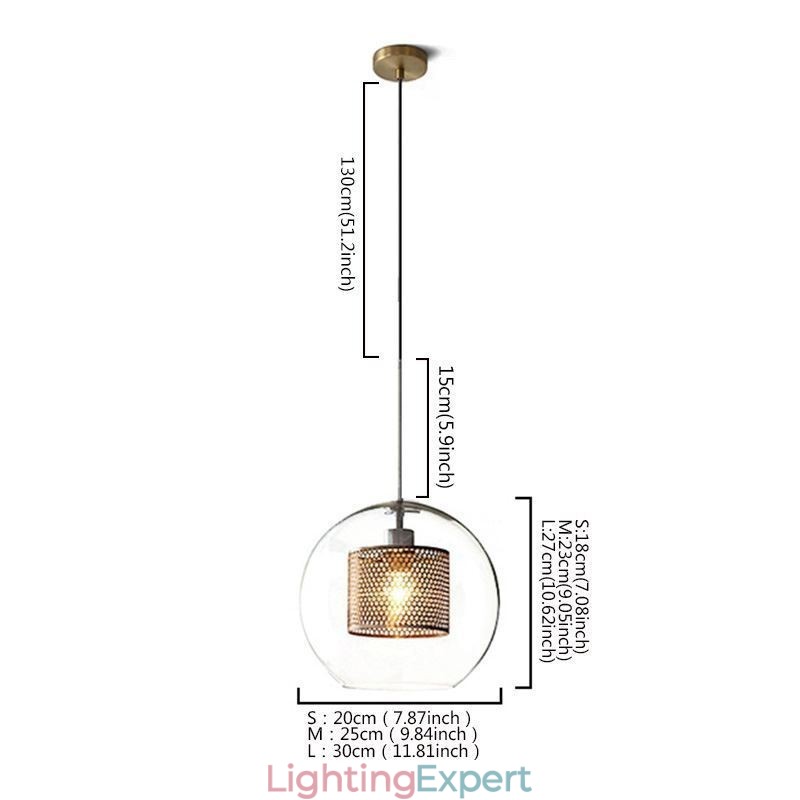 Nordic Pendant Light Glass Home Lighting Round Ball Shape Lamp Bedside Lamp