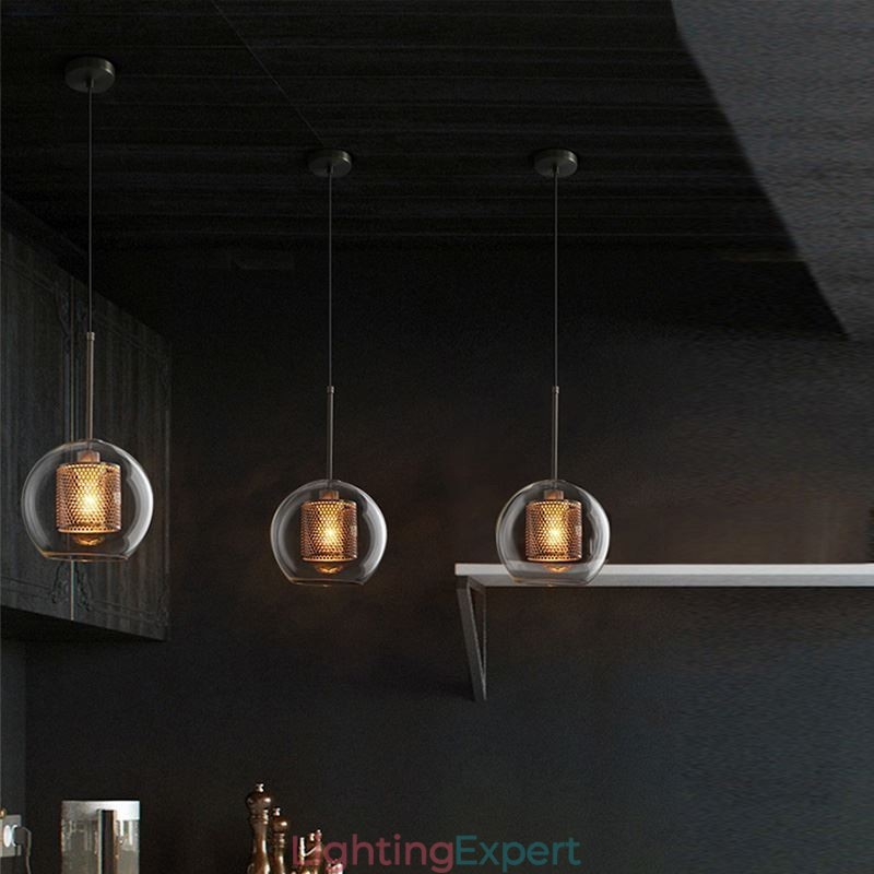 Nordic Pendant Light Glass Home Lighting Round Ball Shape Lamp Bedside Lamp