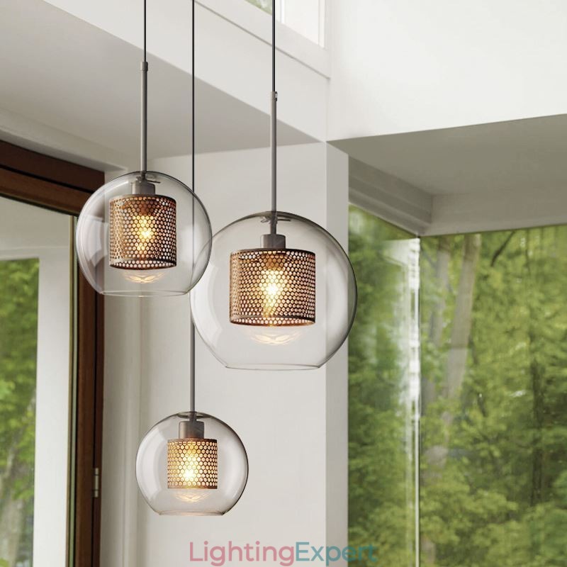 Nordic Pendant Light Glass Home Lighting Round Ball Shape Lamp Bedside Lamp