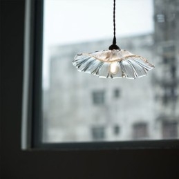Lotus Leaf Ribbed Clear Glass Pendant Light Homestay Lamp