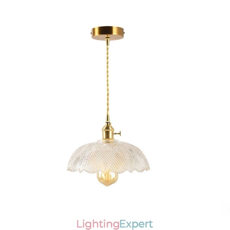 Large Clear Ribbed Glass Ceiling Light Home Lighting With Twist Switch Lamp Soothing Warmth Light