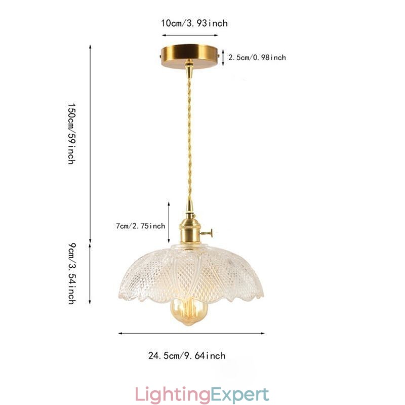 Large Clear Ribbed Glass Ceiling Light Home Lighting With Twist Switch Lamp Soothing Warmth Light