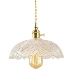 Large Clear Ribbed Glass Ceiling Light Home Lighting With Twist Switch Lamp Soothing Warmth Light