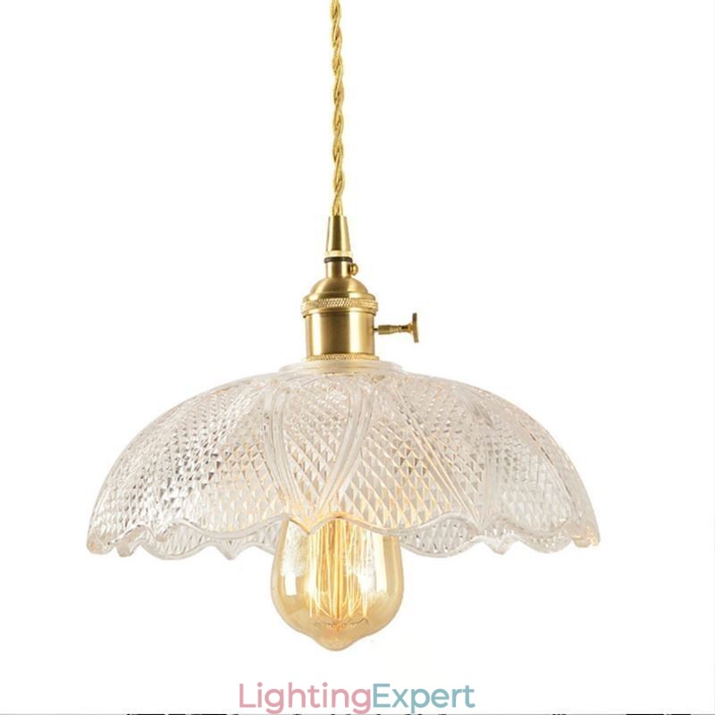 Large Clear Ribbed Glass Ceiling Light Home Lighting With Twist Switch Lamp Soothing Warmth Light