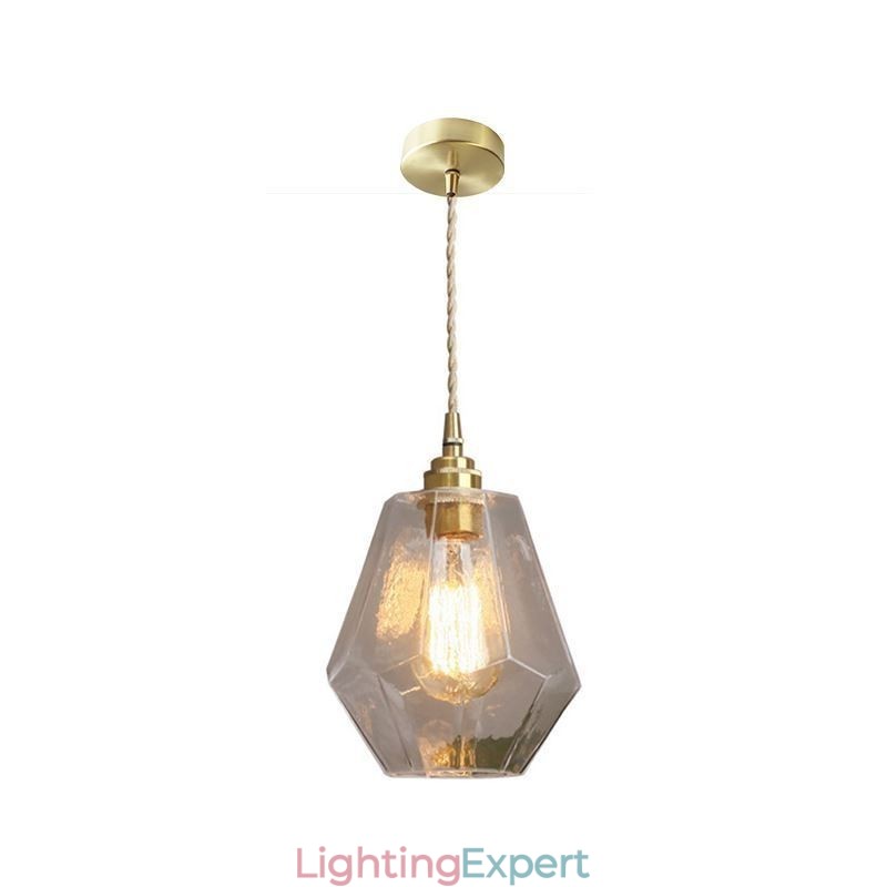 Nordic Retro Pendant Light Brass Glass Home Lighting Tower Shape Lamp Lamp