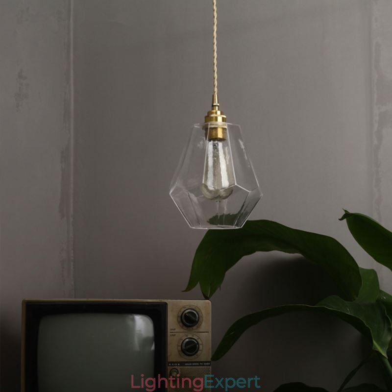 Nordic Retro Pendant Light Brass Glass Home Lighting Tower Shape Lamp Lamp