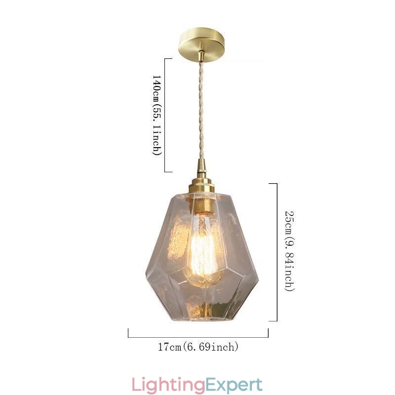 Nordic Retro Pendant Light Brass Glass Home Lighting Tower Shape Lamp Lamp