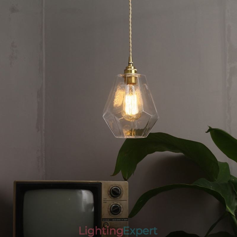 Nordic Retro Pendant Light Brass Glass Home Lighting Tower Shape Lamp Lamp