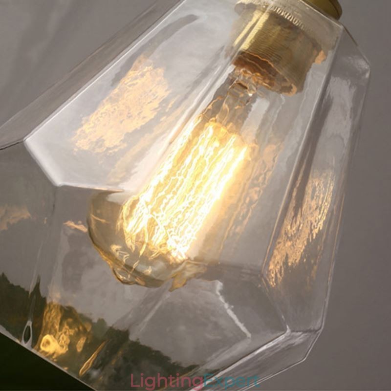Nordic Retro Pendant Light Brass Glass Home Lighting Tower Shape Lamp Lamp