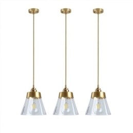 Nordic Retro Pendant Light Glass Shade Home Lighting Brass Holder Lamp Light