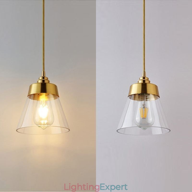 Nordic Retro Pendant Light Glass Shade Home Lighting Brass Holder Lamp Light