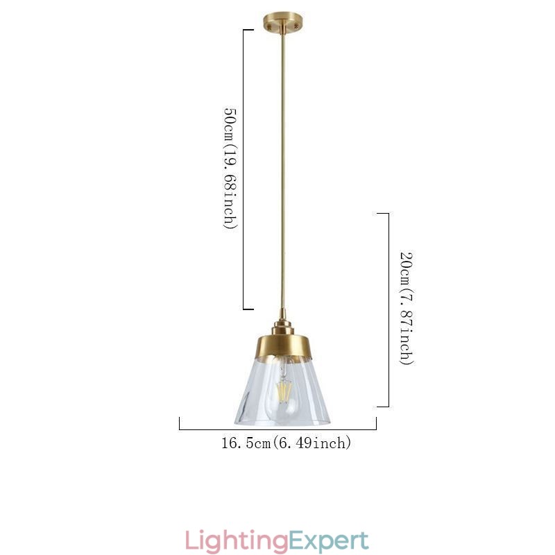 Nordic Retro Pendant Light Glass Shade Home Lighting Brass Holder Lamp Light