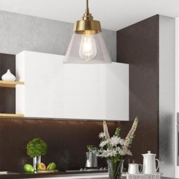 Nordic Retro Pendant Light Glass Shade Home Lighting Brass Holder Lamp Light