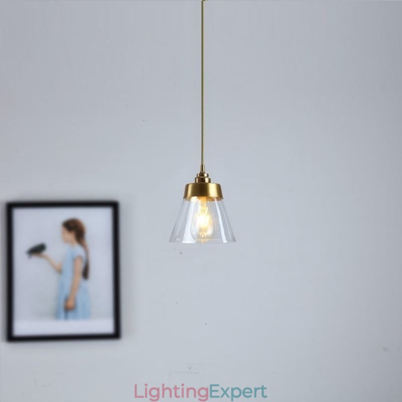 Nordic Retro Pendant Light Glass Shade Home Lighting Brass Holder Lamp Light