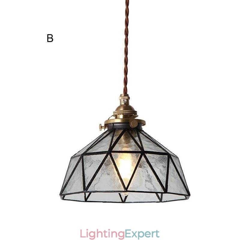 Geometric Stained Glass Pendant Light