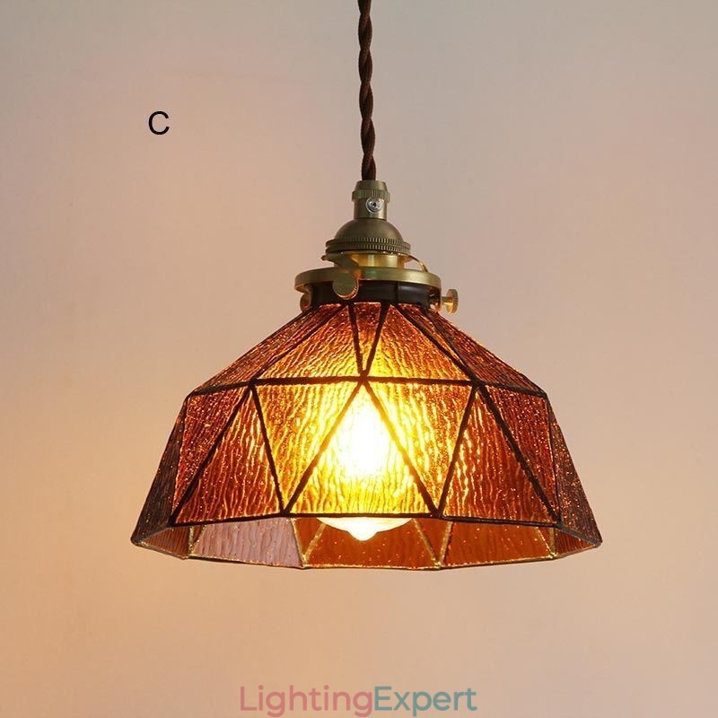 Geometric Stained Glass Pendant Light