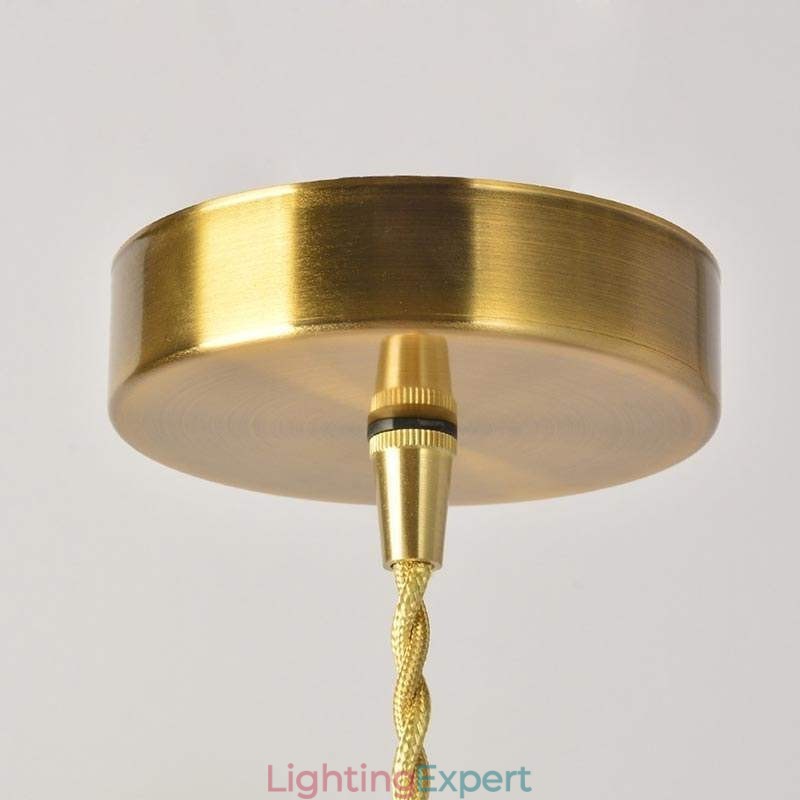 Square Clear Ribbed Glass Pendant Light Brass Lamp With Twist Switch Lighting