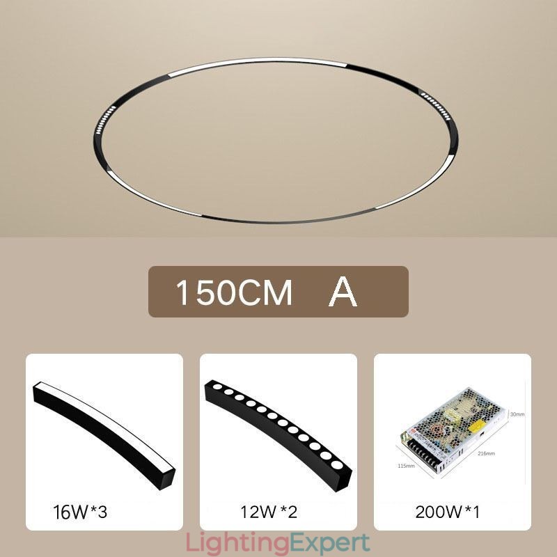 Circular Track Light Magnetic Recessed Track Lighting Fixture φ150cm