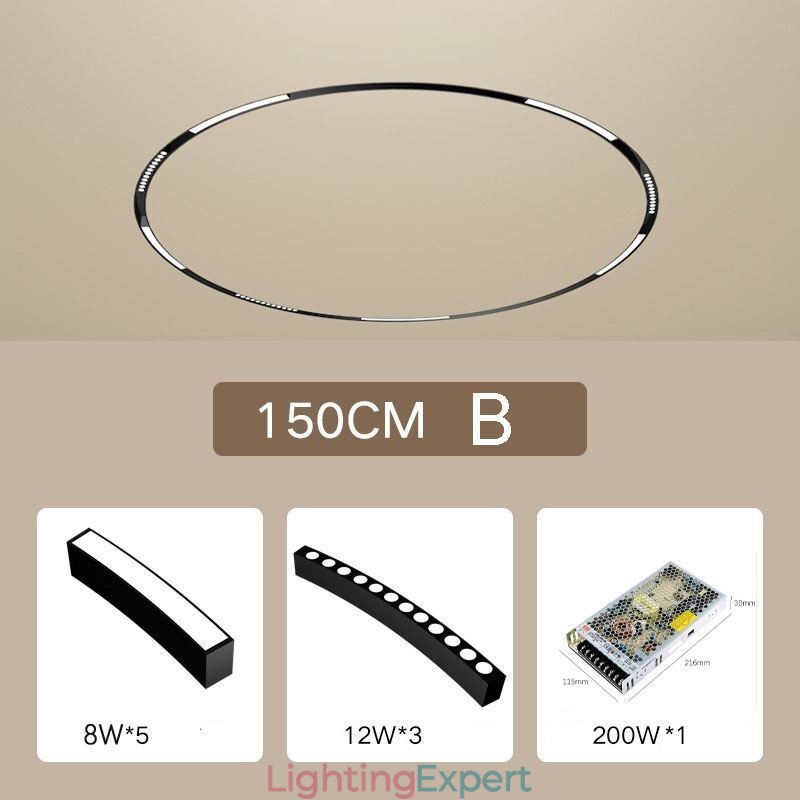 Circular Track Light Magnetic Recessed Track Lighting Fixture φ150cm