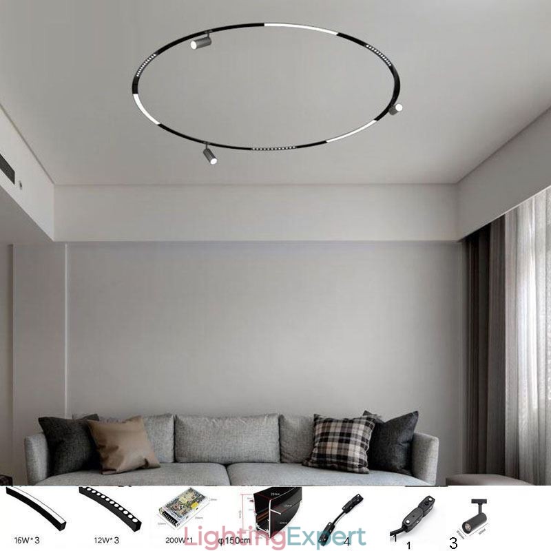 Circular Magnetic Track Light Recessed Spotlight Decorative Light 150cm