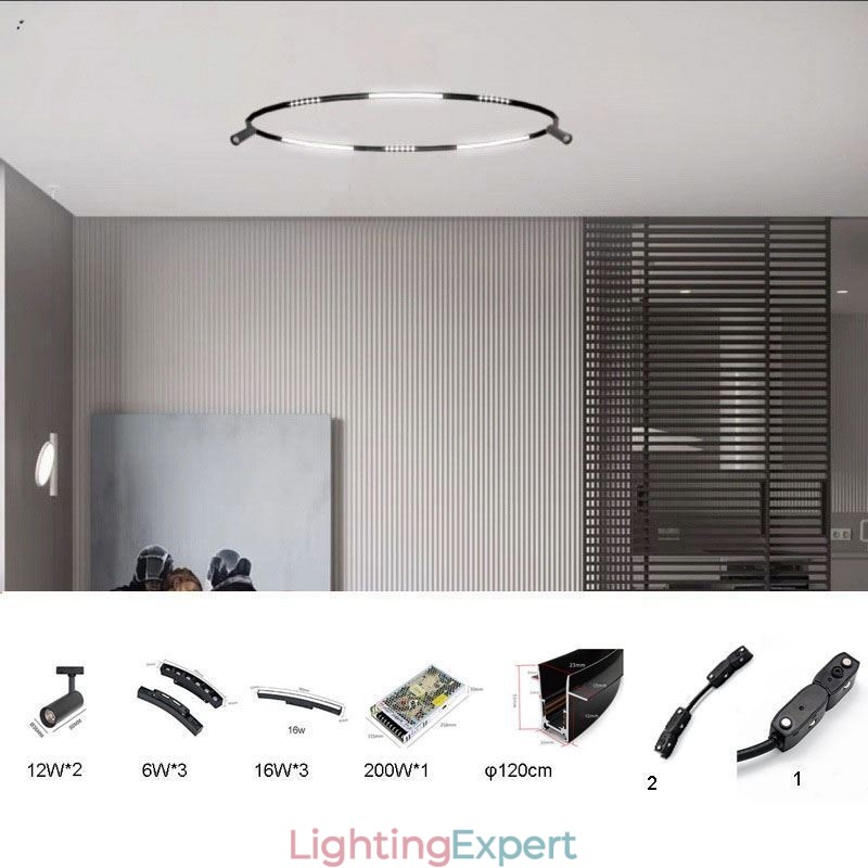 Circular Track Light System Magnetic Recessed Track Lighting Fixture φ120cm